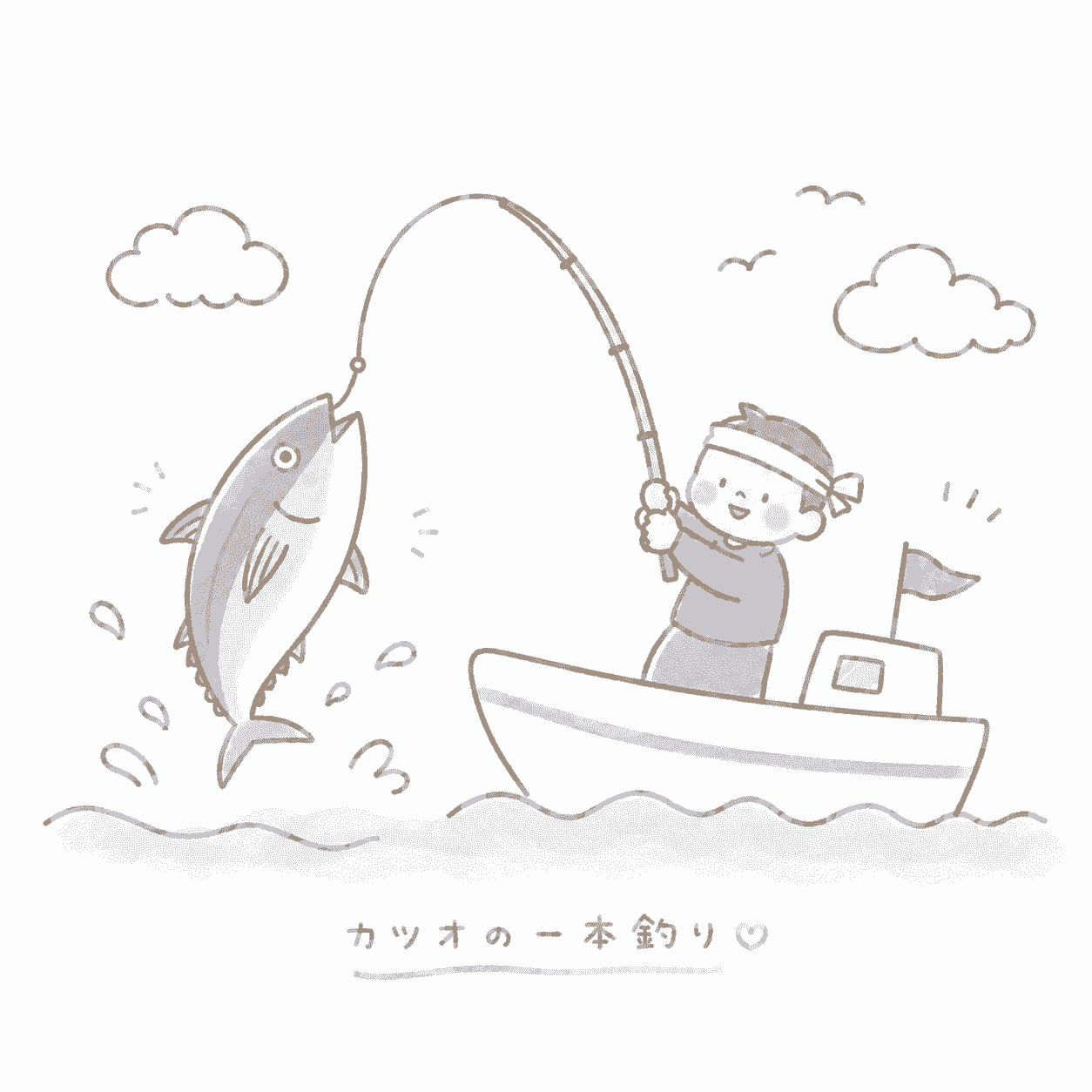 カツオの一本釣りイメージイラスト